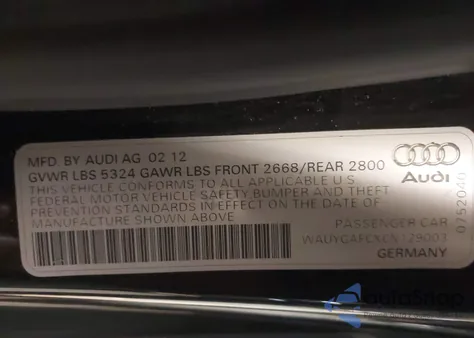 2012 Audi A7 Premium z USA, uszkodzony, nr VIN WAUYGAFCXCN129003